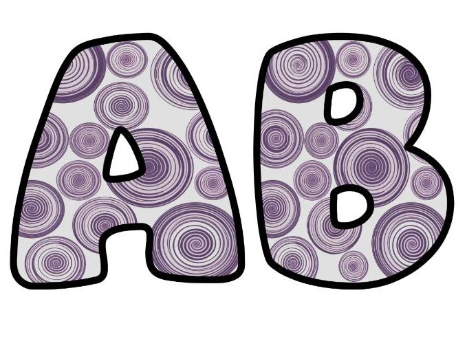 Many Purple Spirals Lettering Set | Classroom Display | Upper & Lowercase, 0-9 and Signs