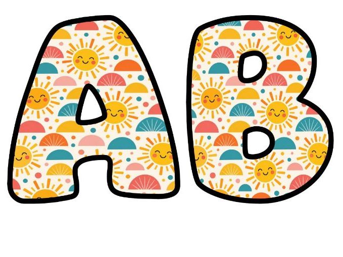 Smiling Suns and Arches Bubble Letters | Patterned Bulletin Board Letters | Classroom Display Pack