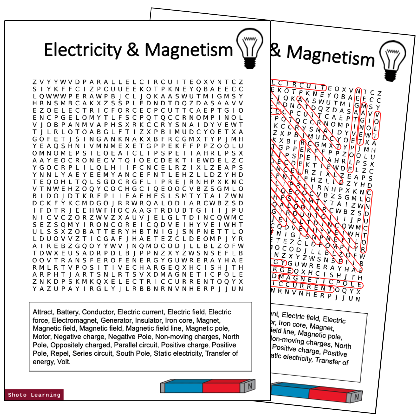 ELECTRICITY AND SCIENCE ACTIVITY WORD FIND CROSSWORD SOLVER