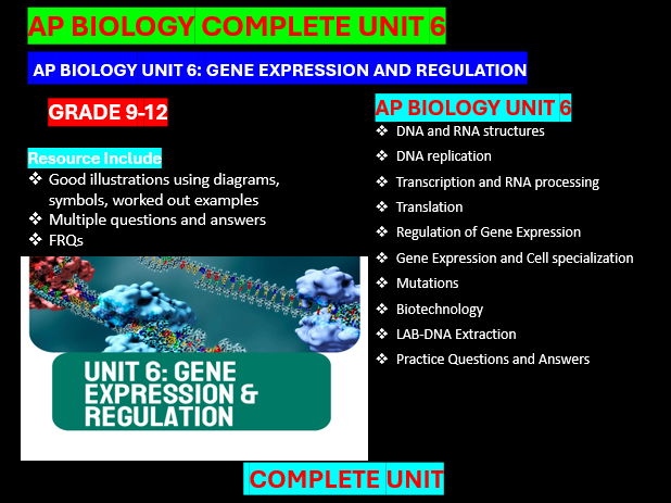 AP Biology Unit6: Gene Expression and Regulation Complete Unit Bundle