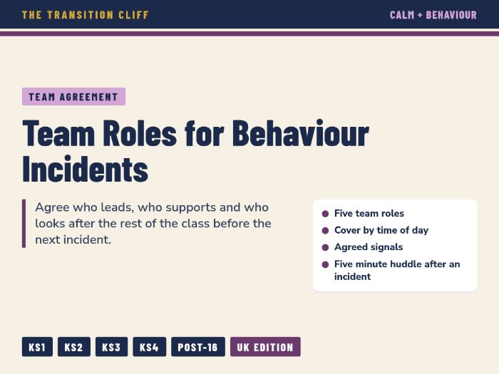 Teacher and TA Team Roles for Behaviour Incidents: Who Does What, Signals and Agreements (SEND)