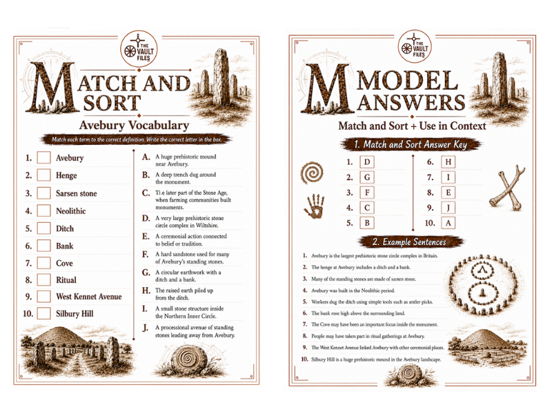 Match, Sort and Use in Context: Avebury Vocabulary Activity (KS3 History)