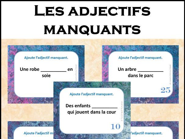 Les adjectifs manquants - 32 CÀT / French Task Cards
