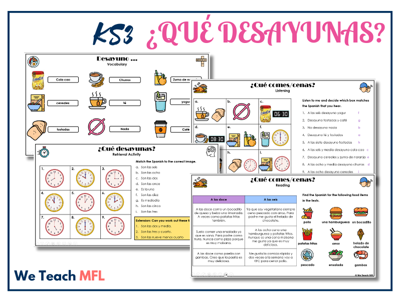 ¿Qué desayunas? – KS3 Spanish Food & Mealtimes Bundle