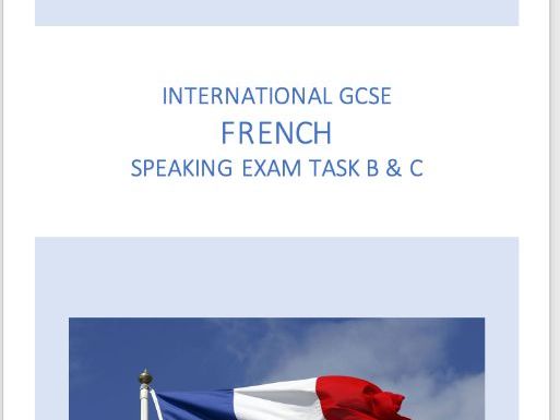 IGCSE French Student Speaking Exam Questions in Topics A - E