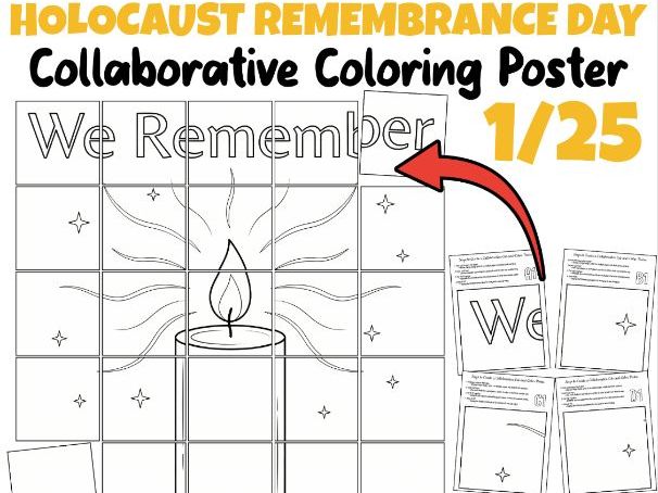 Holocaust Remembrance Day Collaborative Coloring Poster | We Remember