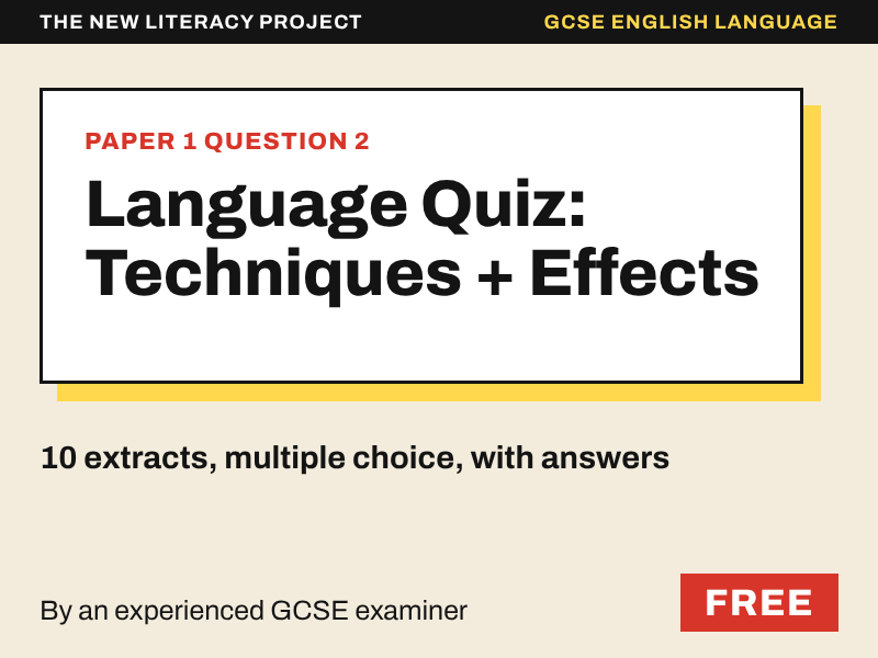 Language Techniques Quiz: GCSE English Language Paper 1 Question 2 (AO2) with Answers