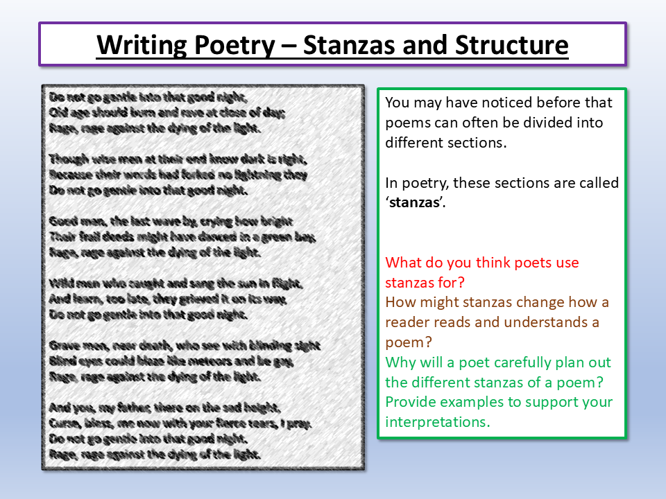 Poetry Writing Stanzas and Structure