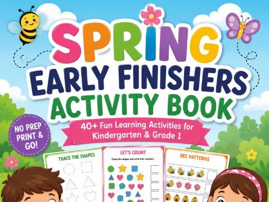 Spring Learning Activities Workbook | Shapes, Tracing, Counting, Nature & Earth