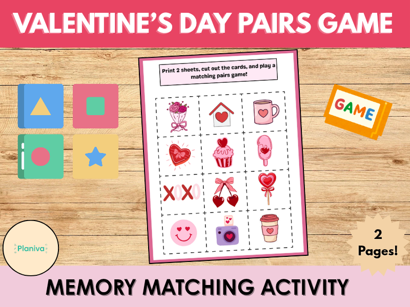 Valentine’s Day Pairs Game | Memory Matching Activity | Preschool & EYFS