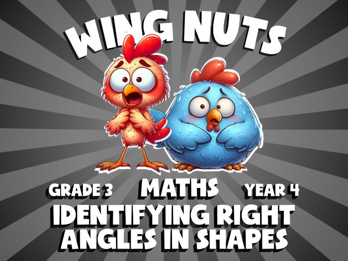 Identifying Right Angles in Shapes WING NUTS Maths Game | No-Prep Year 4 Review Activity