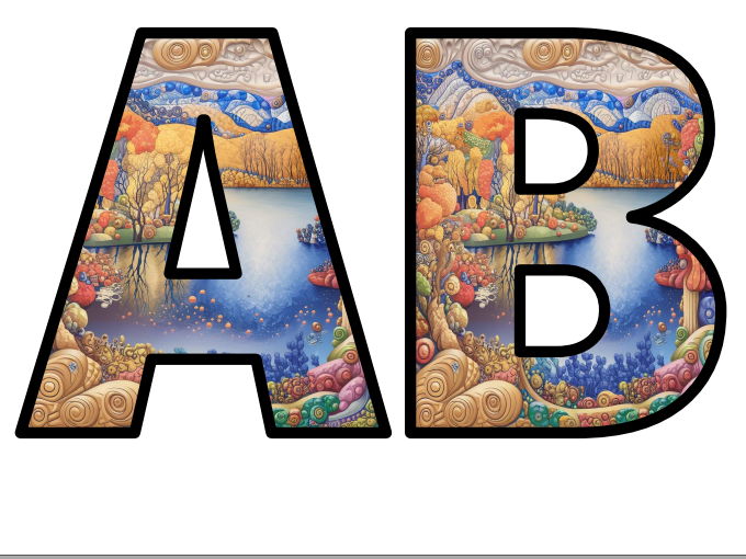 Number Nature Lettering Artistic Nature Colors Lettering Set Display Title Letters Numbers ...