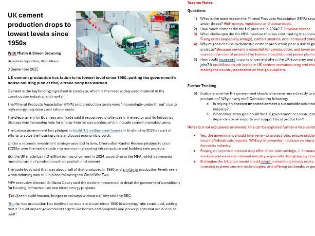 Cement Production in the UK - Globalisation