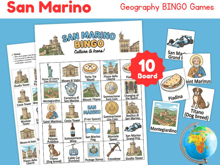 San Marino Geography Bingo Game | Country Study & Culture