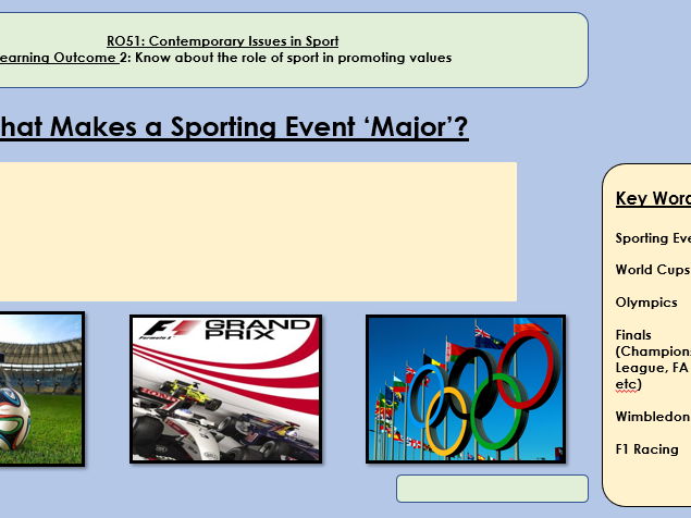 OCR Cambridge National Sport Studies R184 Major Sporting Events