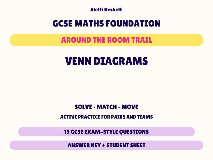 GCSE Foundation Maths Venn Diagrams | Around the Room Trail