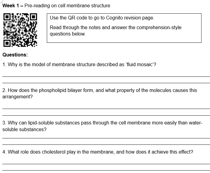 Year 12 AQA Biology independent learning cell membrane & transport ...