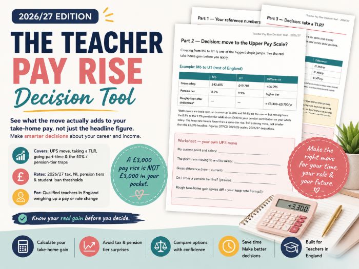 Teacher Pay Rise Take-Home Calculator 2026/27 | Interactive Tool + UPS, TLR & Part-Time Guide