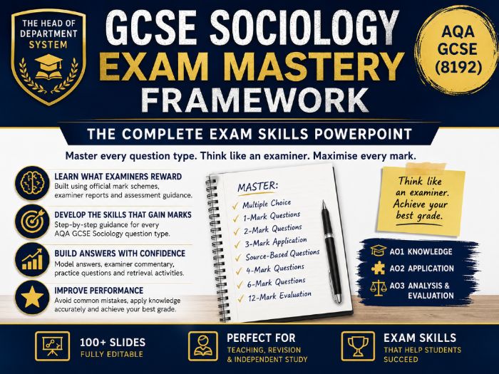 AQA GCSE Sociology (8192) Exam Mastery Framework | Complete Exam Skills PowerPoint