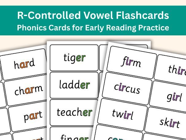 R-Controlled Vowel Flashcards – Phonics Practice for KS1 (110+ Cards)