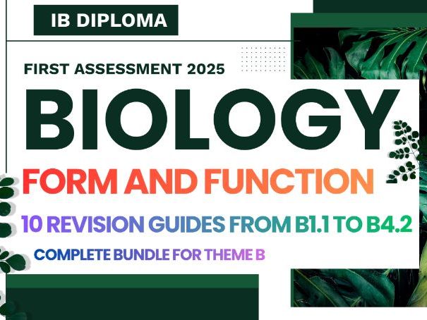 IBDP Biology Theme B Form and Function | Complete 10 Revision Guides Bundle | FA 2025 | SL & HL |