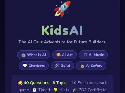 KidsAI — Interactive AI Quiz App for Kids | Teacher Dashboard | Ages 8-15 | KS2-KS3