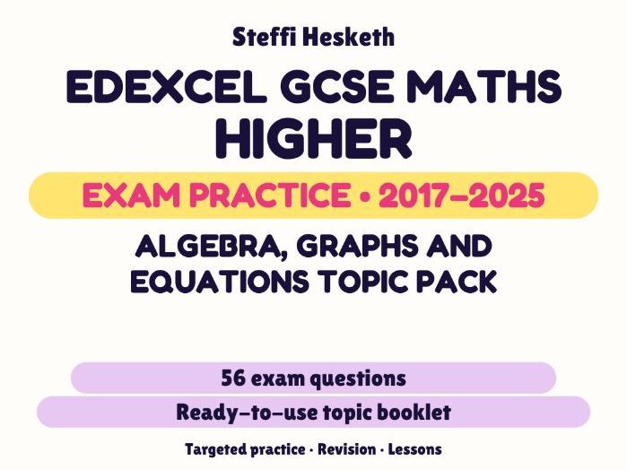 Edexcel GCSE Maths Higher: Algebra, graphs and equations topic pack Exam Questions | 2017-2025