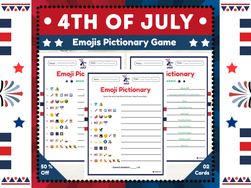 4th of July Emojis Pictionary Game : Celebrate the spirit of Independence Day