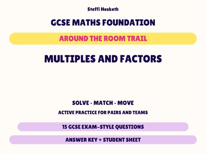 GCSE Foundation Maths Multiples and Factors | Around the Room Trail
