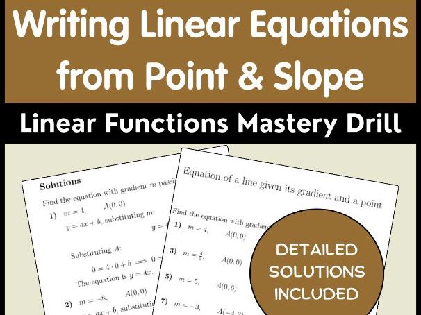 Writing Linear Equations from Point & Slope | Linear Functions Mastery Drill