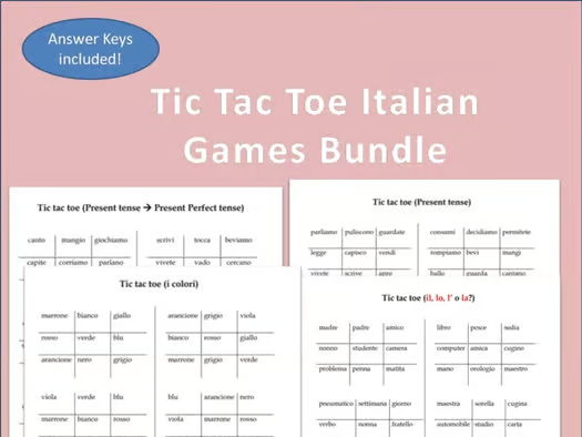 Tic Tac Toe Italian Games Bundle