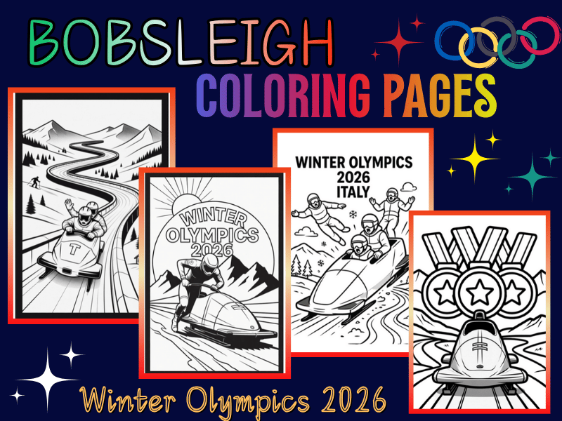 Bobsleigh Coloring Pages for Kids | 2026 Winter Olympics | No Prep Printable Fun