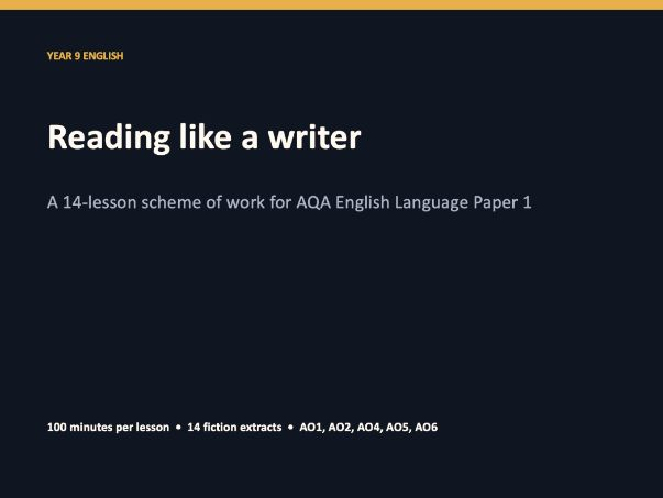Reading Like a Writer: Year 9 AQA English Language Paper 1