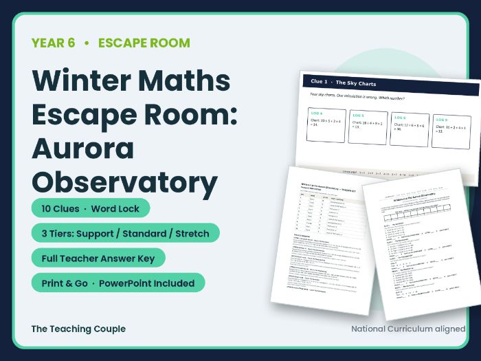 Winter Maths Escape Room | Year 6 Review | Aurora Observatory