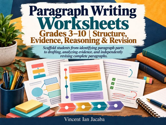 Paragraph Writing Worksheets Grades 3–10 | Structure, Evidence & Revision