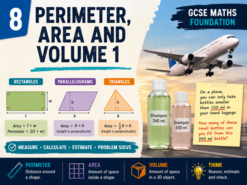 08 - Perimeter, Area and Volume 1 Teacher Pack - FOUNDATION Maths GCSE Pearson Edexcel