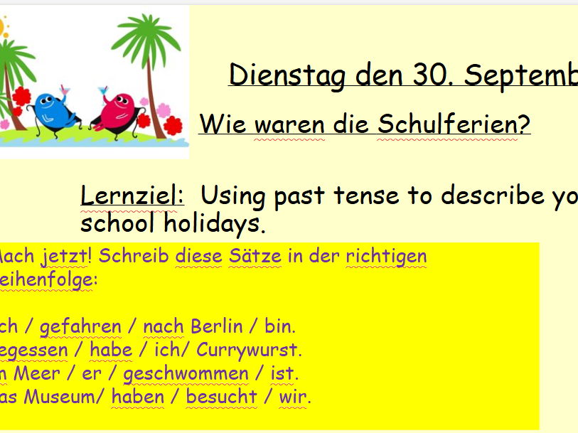 AQA GCSE German foundation - Wie waren die Schulferien
