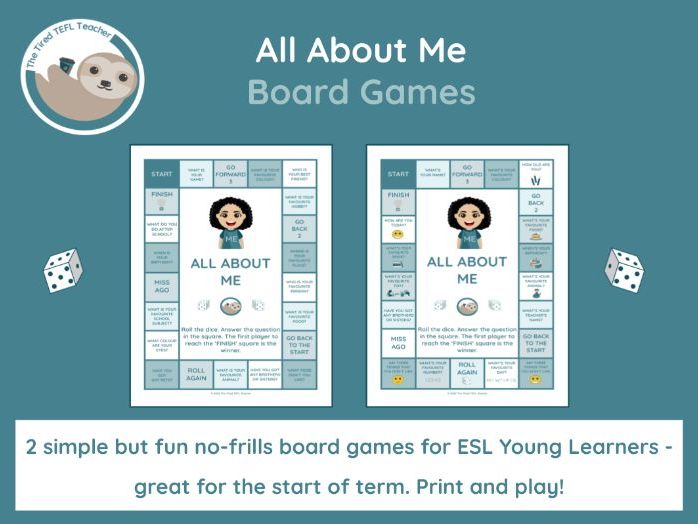 ESL Young Learners All About Me Board Games