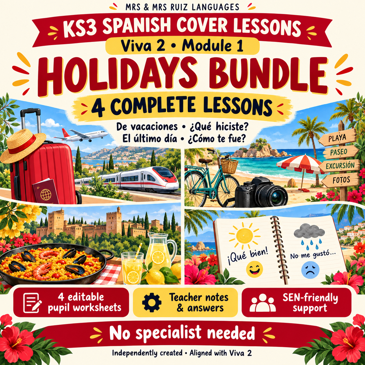 KS3 Spanish Cover Lessons Bundle – Viva 2 Module 1 Holidays