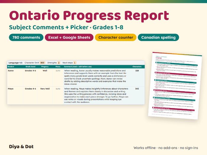 Ontario Progress Report Comments Gr 1-8
