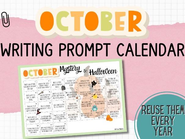 October Writing Prompt Calendar – Daily Journal Prompts (ESL/EAL | Morning Work | Primary KS1 KS2)