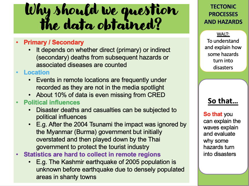A Level Edexcel Tectonics Unit of work EQ3