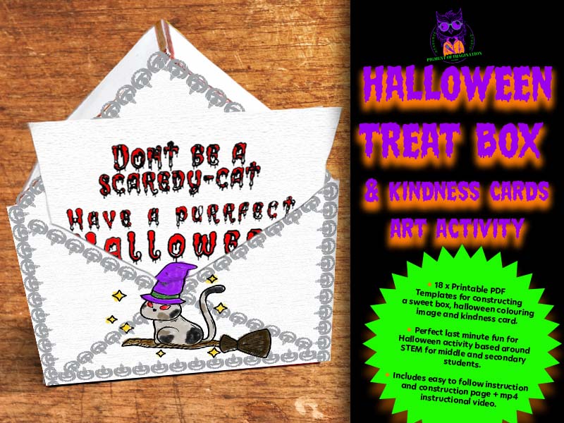 Halloween Treat Box Craft | Printable Template & Kindness Cards | KS3–KS4 Art & Design