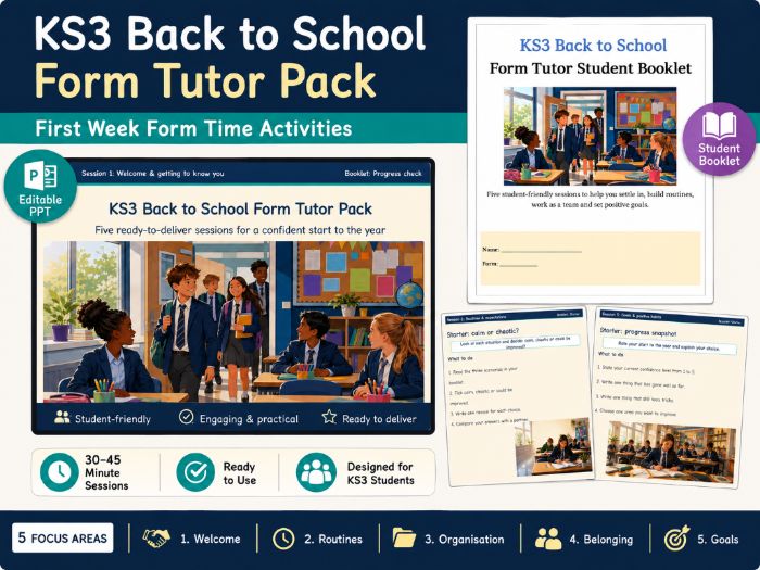 KS3 Back to School Form Tutor Pack | 5 Tutor Time Sessions + Student Booklet