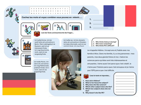School Subjects (French & German) – Independent Learning & Cover Pack