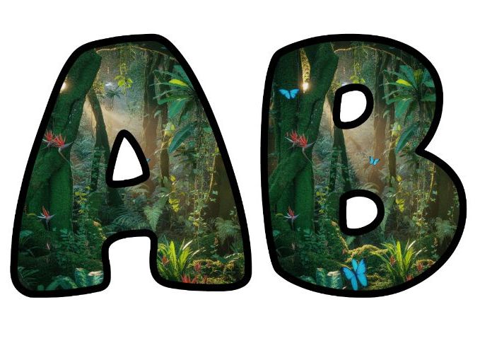 Jungle Humanities Geography Themed Lettering Set | Classroom Display | Upper & Lowercase, 0-9