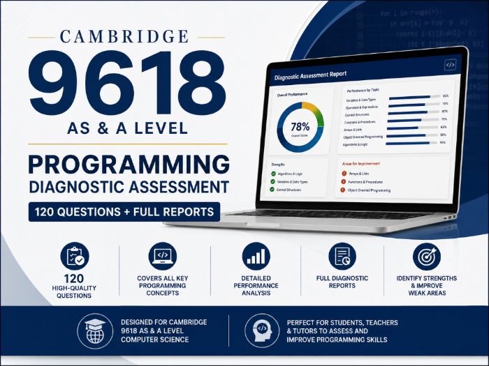 Cambridge 9618 AS & A Level Programming Diagnostic Assessment | 120 Questions + Full Reports