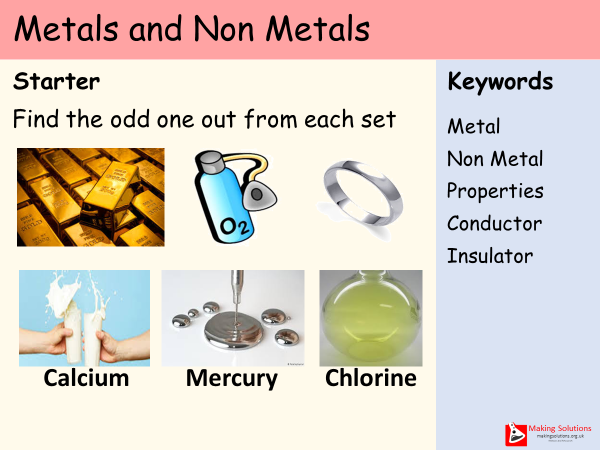 AQA Chapter 1 - Lesson 10 - Metals and Non Metals