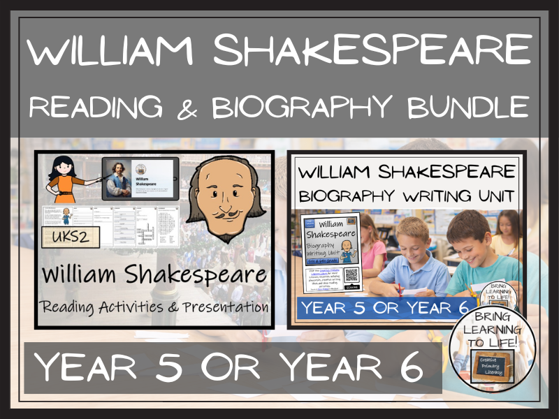 William Shakespeare Reading Comprehension and Biography Bundle | UKS2