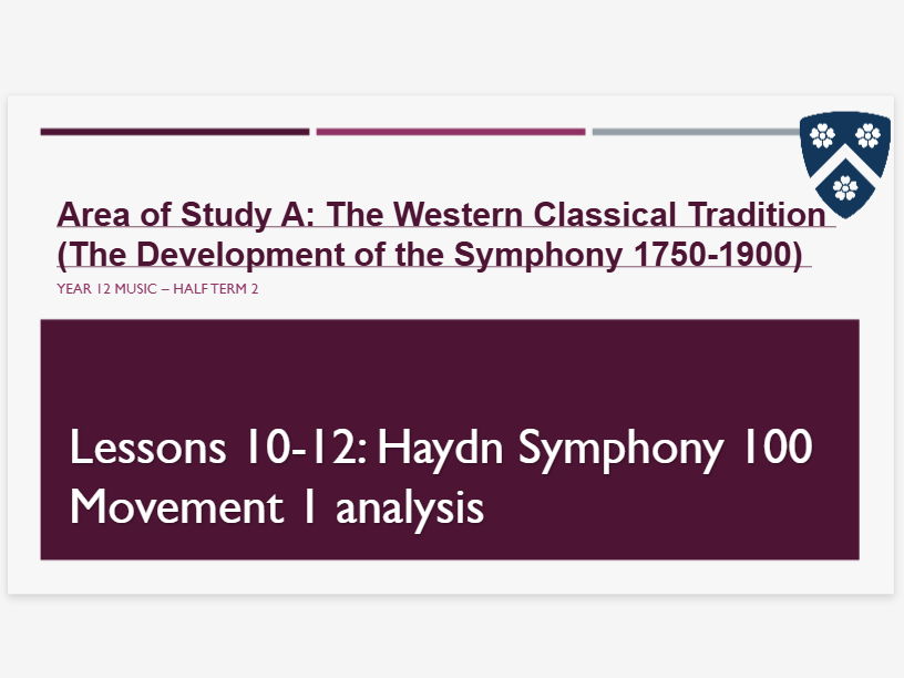 SEPT 2026 - Eduqas A Level Music - AoSA Development of the Symphony - Haydn 100 Lesson Bundle